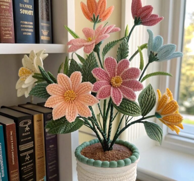 decorative potted french beaded flower arrangemen 1